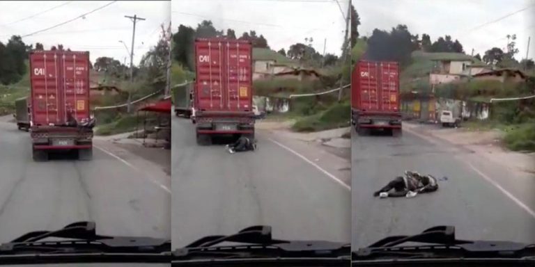 Hombre que viajaba escondido en un camión se quedó dormido y se cayó en plena vía.