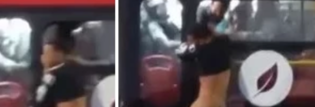 Presunto ladrón termina colgado de un TransMilenio y con las nalgas al aire.