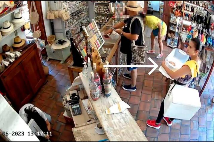 Se hacía pasar por vendedora de postres para cometer hurto en almacén de artesanías, quedó en video.