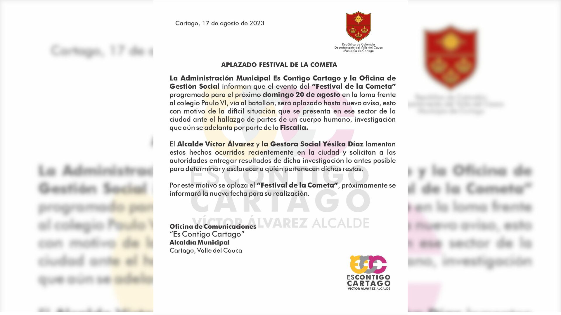Festival de la Cometa" en Cartago Aplazado por Hallazgo Impactante