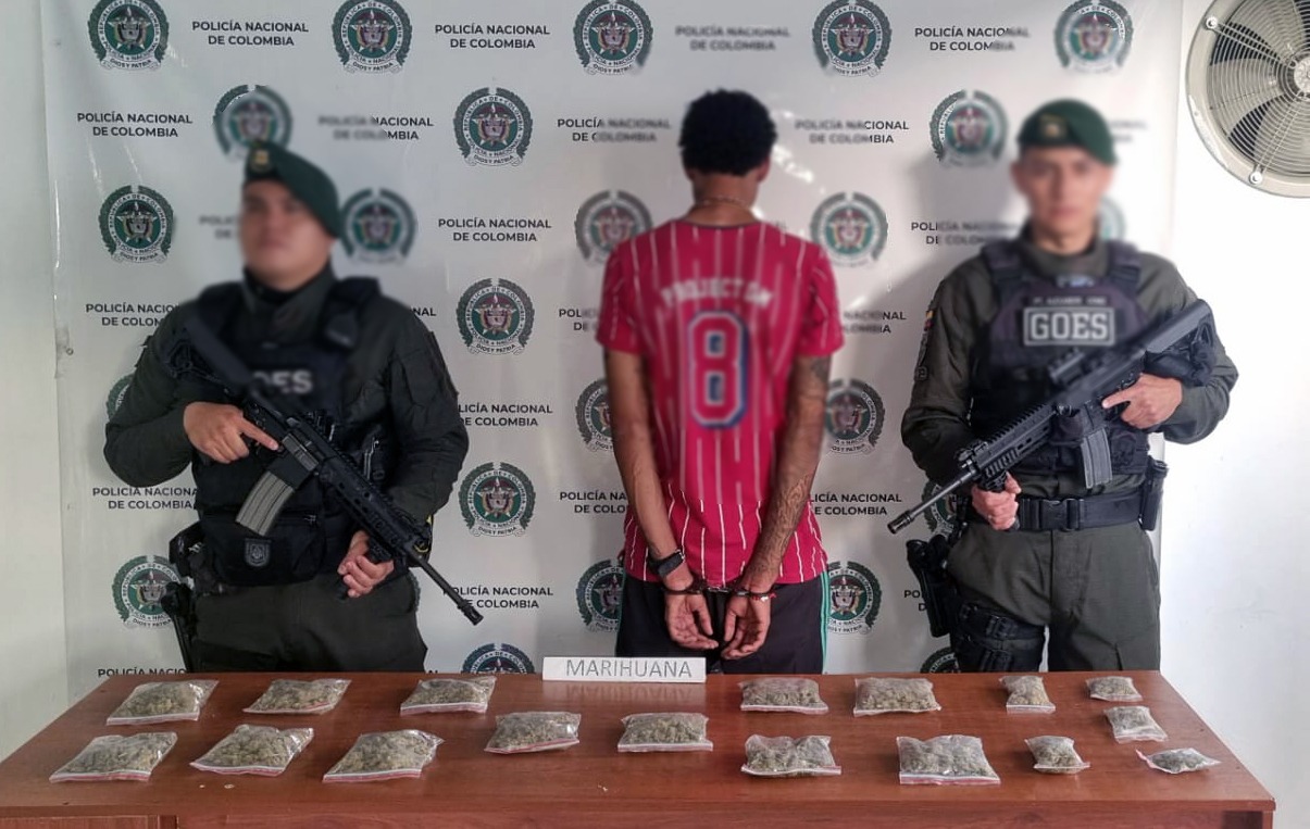 Capturado por tráfico de estupefacientes en Dosquebradas: Un joven de 22 años arrestado