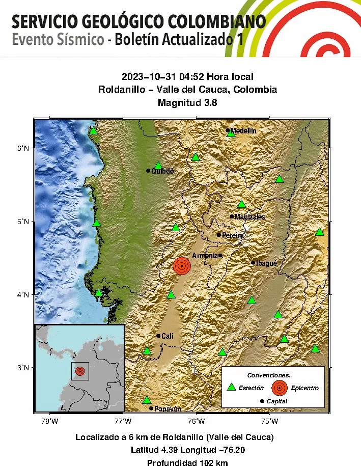 Temblor de Magnitud 3.8 Sacude el Occidente de Colombia