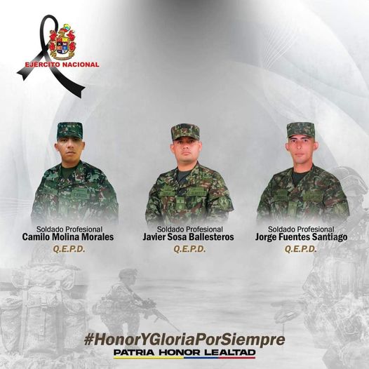Tres Soldados Caídos en Combates en Argelia, Cauca