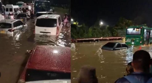 Usan botes para rescatar a personas atrapadas por fuertes lluvias en Bogotá