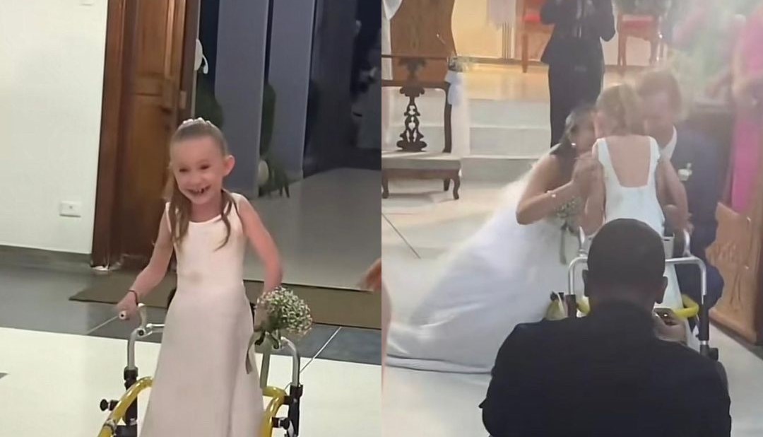 Niña con parálisis cerebral logró caminar en la boda de sus padres
