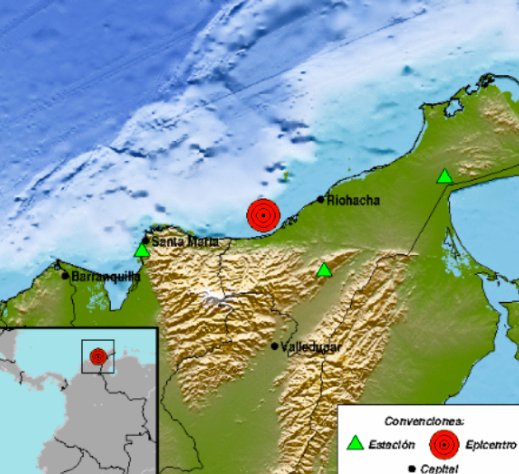 Sismo en el Mar Caribe sacude a La Guajira