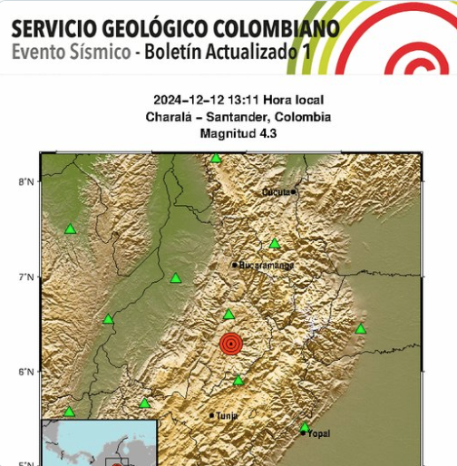 Sismo de magnitud 4.3 sacudió Charalá