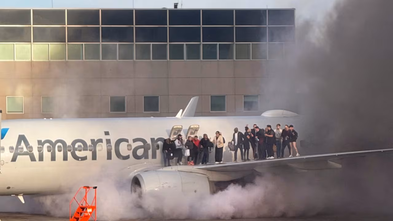 Avión de American Airlines se incendia tras aterrizar en EE.UU