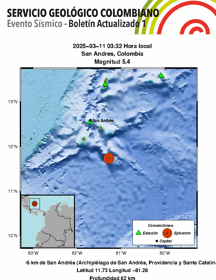 Temblor de 5.4 en San Andrés sacude el archipiélago