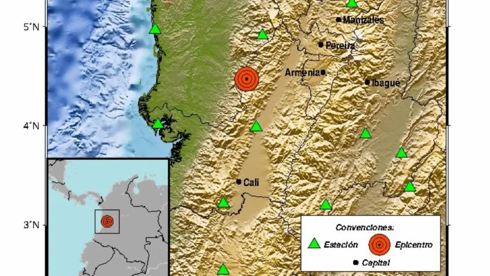 Fuerte sismo en el occidente de Colombia