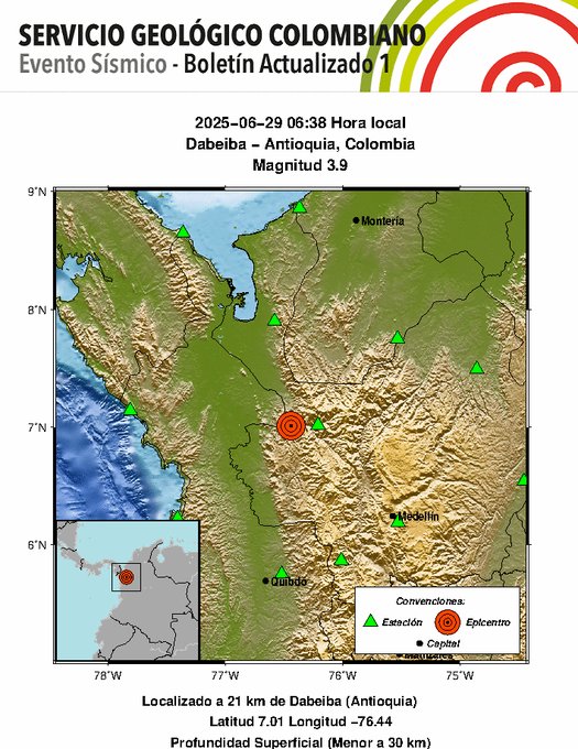 Temblor sorprendió a Colombia este domingo