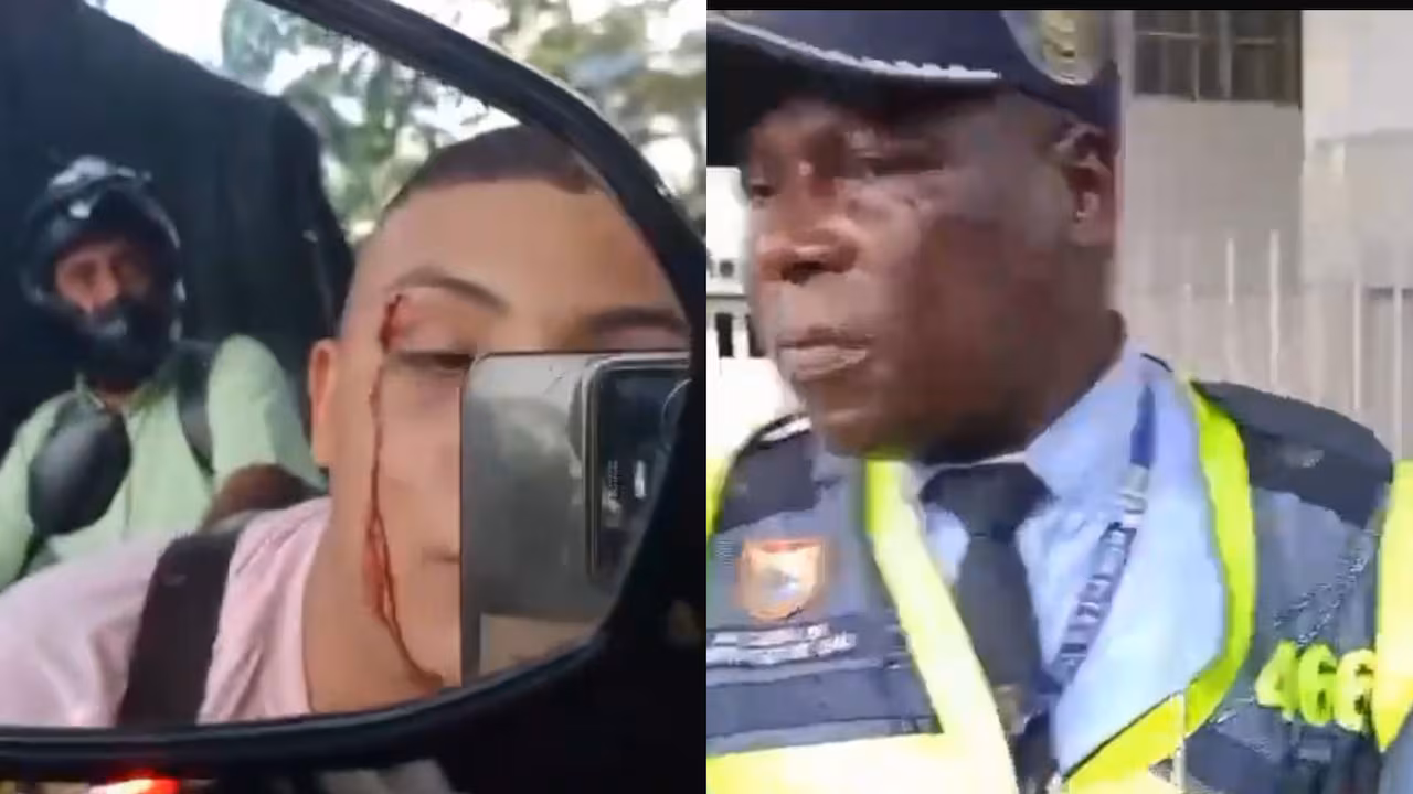 Agente y motociclista protagonizan tenso choque en Cali