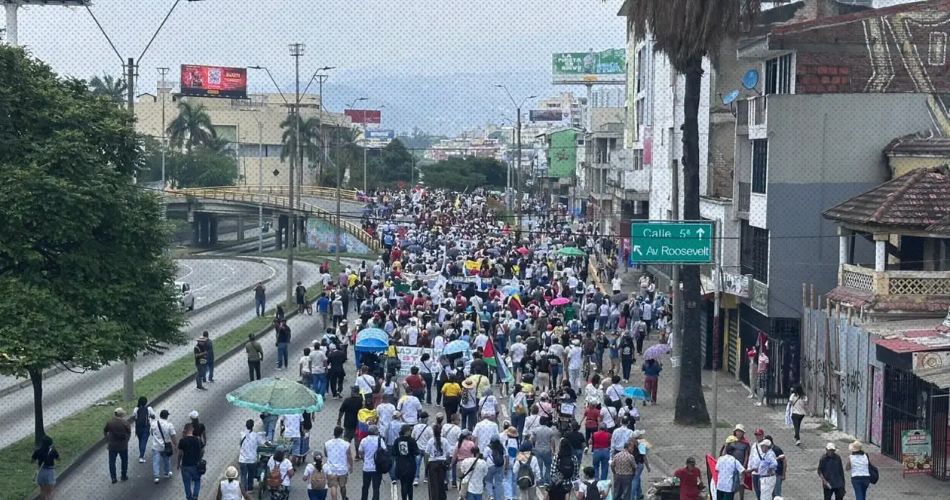 Marchas en el Valle durante la movilización del 14 de octubre en Cali.