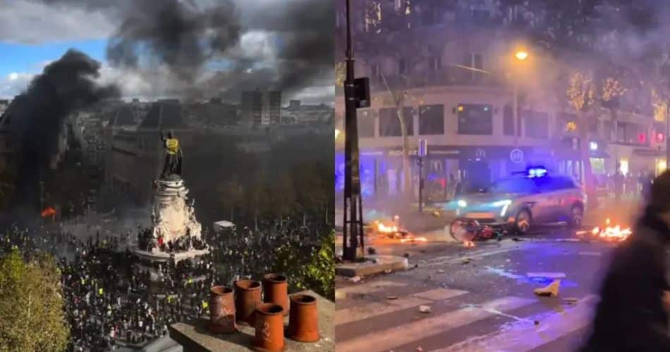 París registra disturbios cerca de la plaza de la República, con agentes desplegados en las calles.