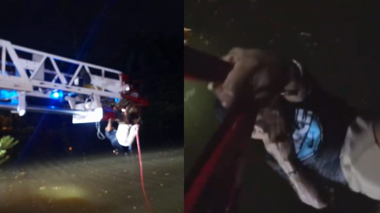Carro cayó a un lago y dos hombres fueron rescatados con vida