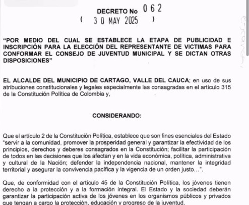 Proceso de elección para víctima del conflicto en Cartago