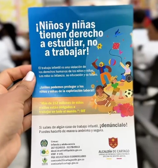 Estudiantes en jornada educativa contra el trabajo infantil en Cartago