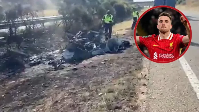 Captura del video del auto incendiado en el accidente que involucró a Diogo Jota.
