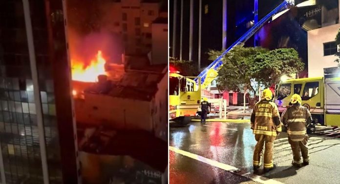 Incendio en la Clínica Fundadores de Medellín durante la madrugada