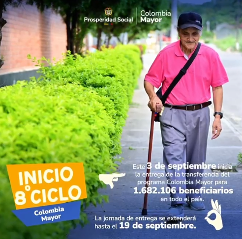 Ciclo de pagos del programa Colombia Mayor en Cartago septiembre 2025.