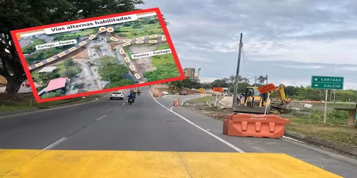 Cierres en vía en la intersección Galicia por trabajos nocturnos entre Pereira y Cerritos