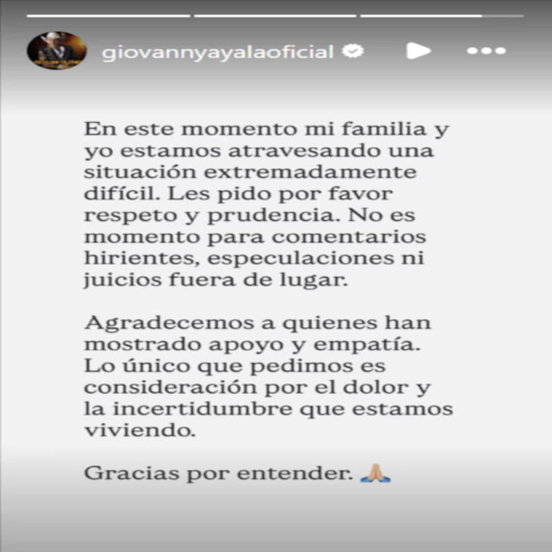 Giovanny Ayala durante su pronunciamiento oficial sobre el delicado caso familiar en Cauca