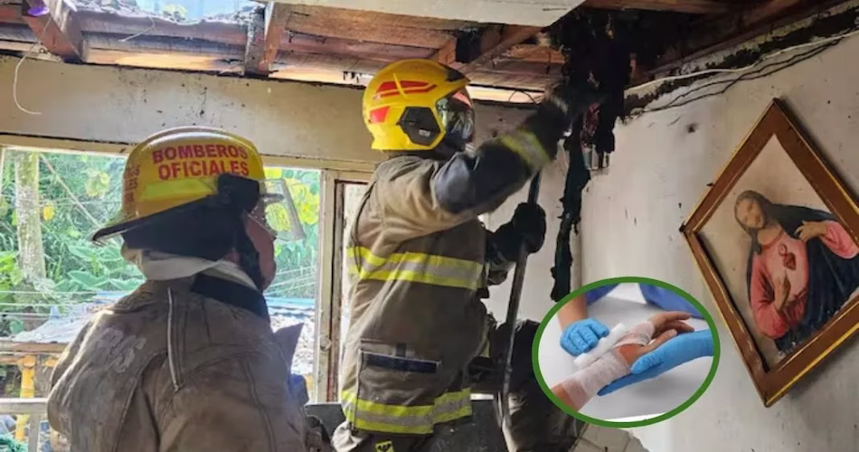 Atención de bomberos durante una fuerte emergencia registrada en una vivienda residencial.