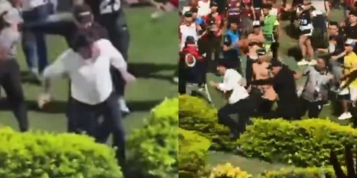 Hinchas en el estadio General Santander durante la tensión por grave incidente contra un directivo del Cúcuta Deportivo