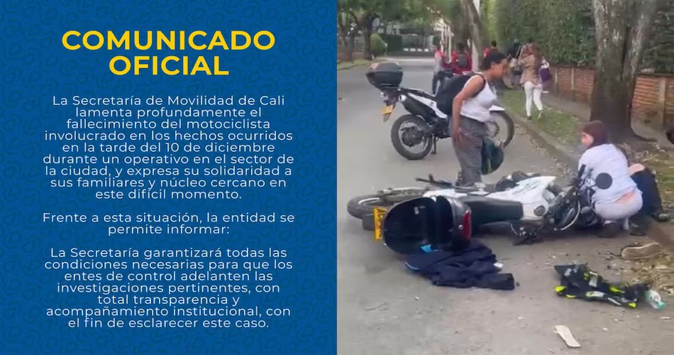 Operativo de Movilidad en Cali durante incidente vial en verificación.