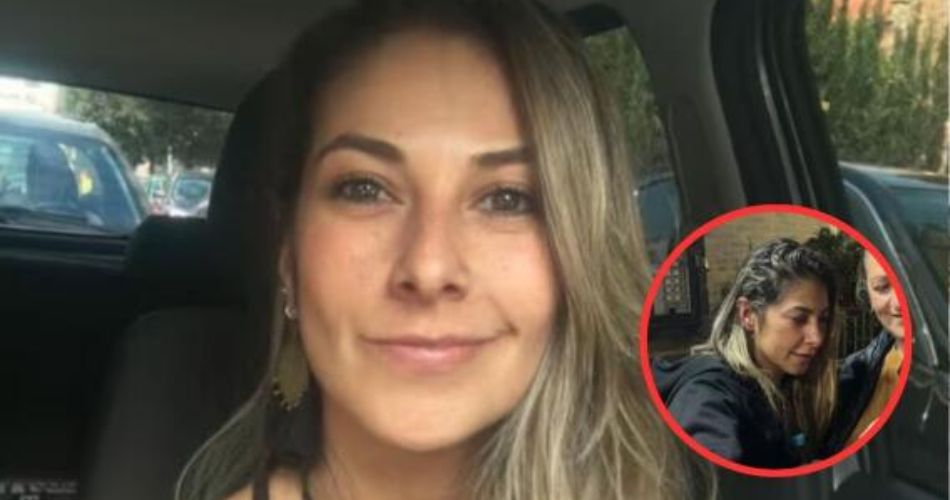 Diana Ospina en el momento de reencontrarse con su familia en Bogotá.