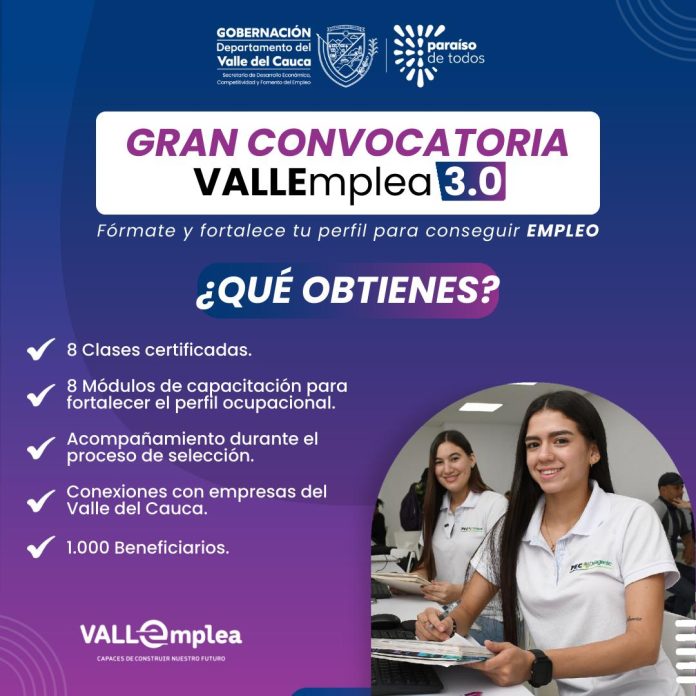 VALLEmplea 3.0 convocatoria laboral en Valle del Cauca