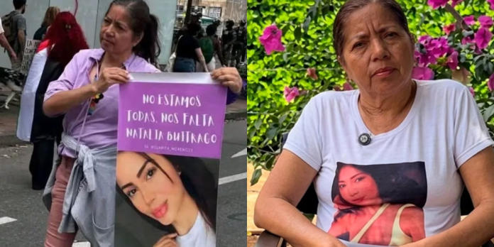 Claribel Moreno durante la búsqueda de Natalia Buitrago desaparecida desde 2021