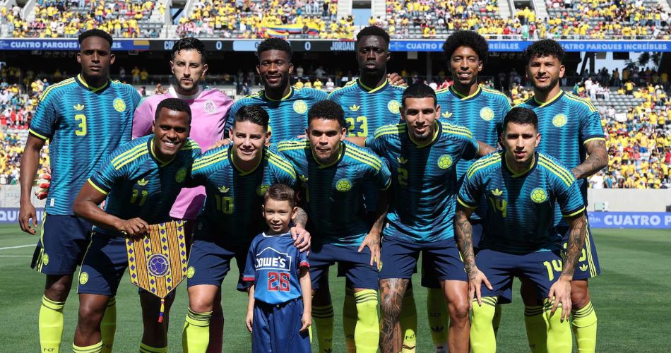 Jugadores de la Selección Colombia durante una celebración en un partido del Mundial 2026.