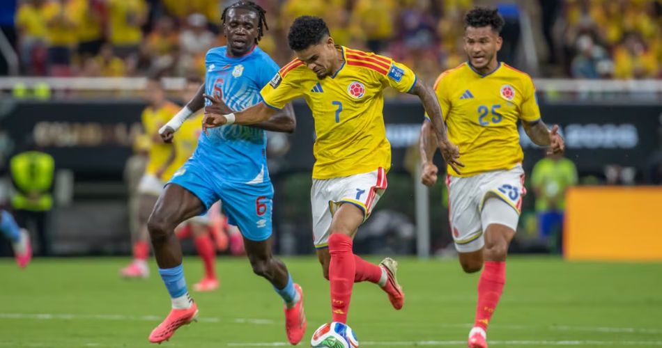 Jugadores de la Selección Colombia durante el encuentro frente a República del Congo en el Mundial de la FIFA 2026.