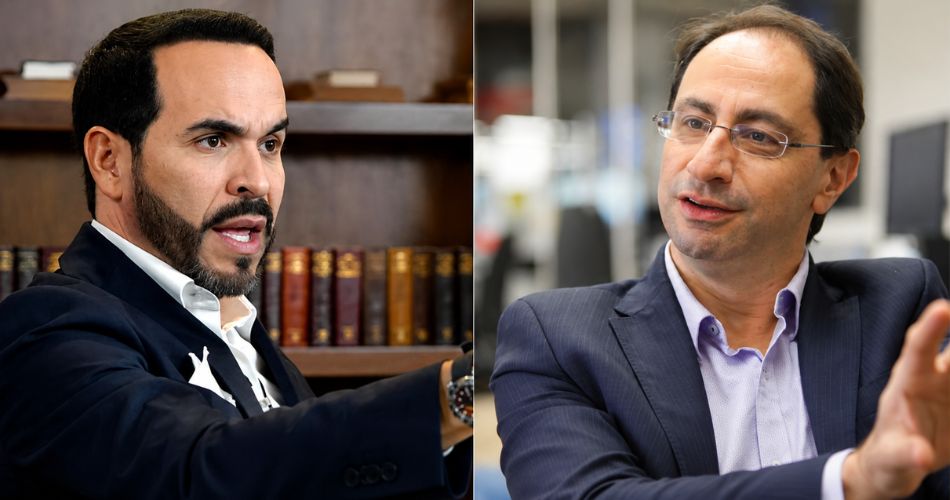 Abelardo de la Espriella y José Manuel Restrepo durante actividades públicas relacionadas con la presentación de propuestas económicas y de desarrollo regional en campaña.