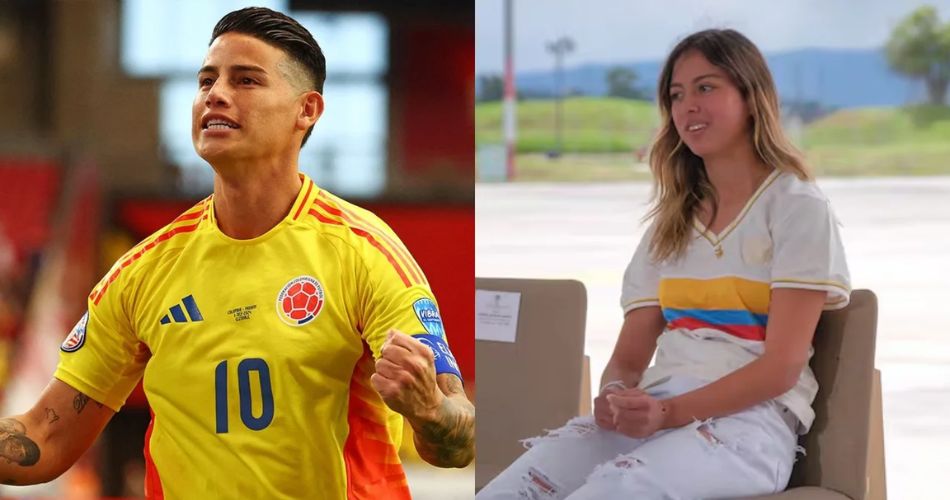 Imagen compuesta de James Rodríguez y Antonella Petro relacionada con el intercambio de mensajes que surgió tras la despedida de la Selección Colombia.