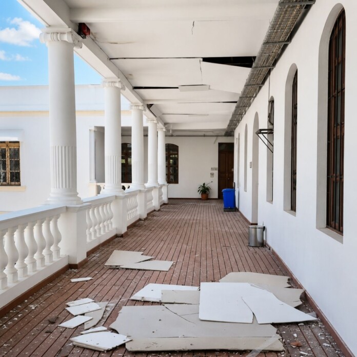 Sismo deja afectaciones visibles en el interior del edificio de la Alcaldía de Cartago.