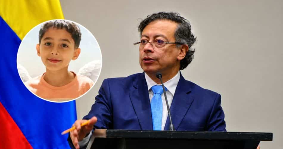 Gustavo Petro junto a una imagen de Kevin Acosta en una composición relacionada con el caso investigado por la Fiscalía.