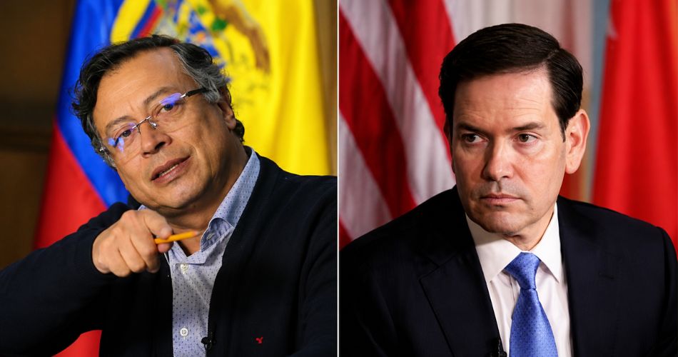 Fotografía compuesta de Gustavo Petro y Marco Rubio utilizada para ilustrar las declaraciones del mandatario colombiano durante su intervención pública.