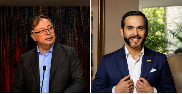 Gustavo Petro durante un discurso en el que cuestionó la permanencia de Abelardo De La Espriella en la Presidencia.