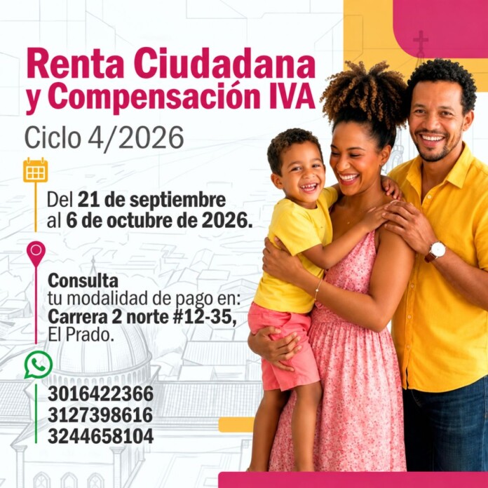 Renta Ciudadana en Cartago inicia el cuarto ciclo de pagos para hogares beneficiarios.