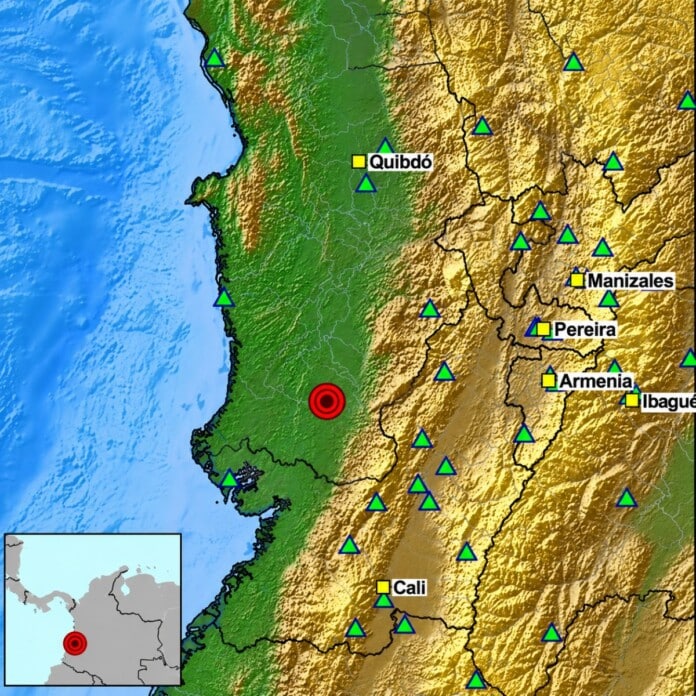 Sismo en Chocó registrado este viernes según la información suministrada por el Servicio Geológico Colombiano.