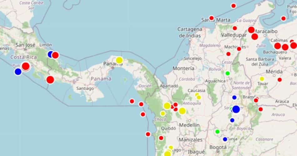 Sismos en el suroccidente con un movimiento de magnitud 4,6 registrado en Istmina, Chocó.