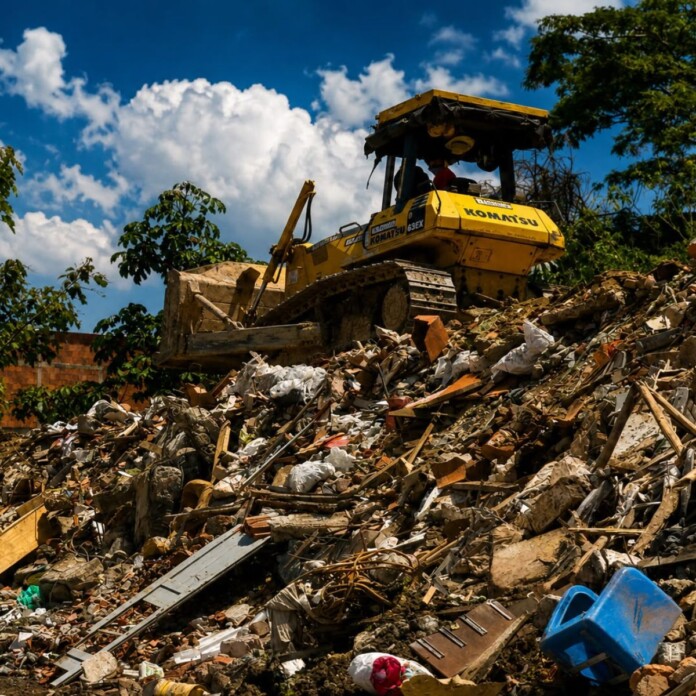 Escombrera Municipal de Pereira durante las labores de recepción y manejo de Residuos de Construcción y Demolición.
